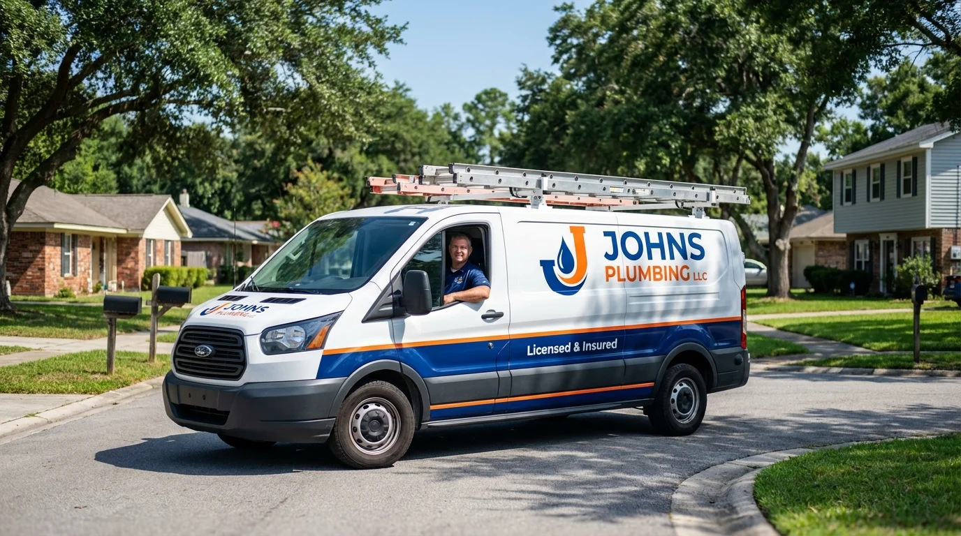 Johns Plumbing LLC service van in Ransomville, NY
