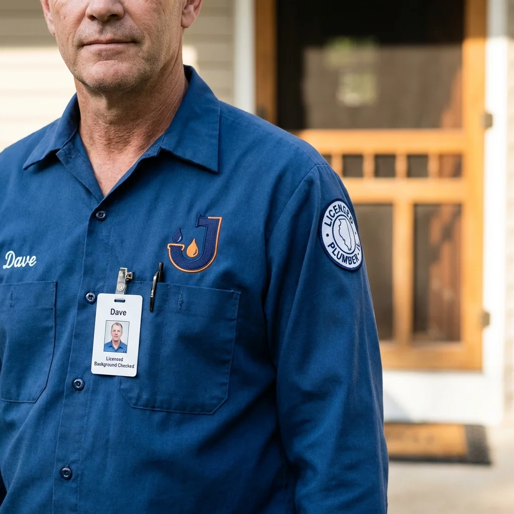 Licensed plumber showing ID badge in Ransomville, NY
