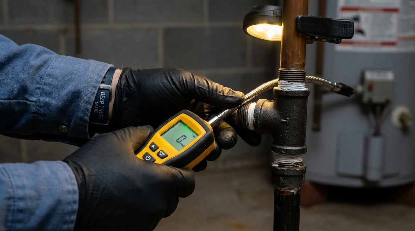Gas leak detection with electronic sniffer by Johns Plumbing LLC in Ransomville