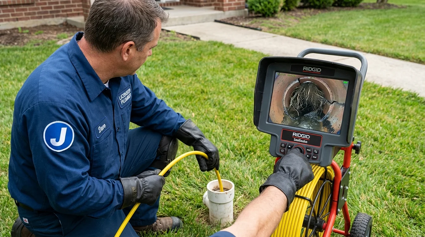 Sewer camera inspection being performed by Johns Plumbing LLC in Ransomville